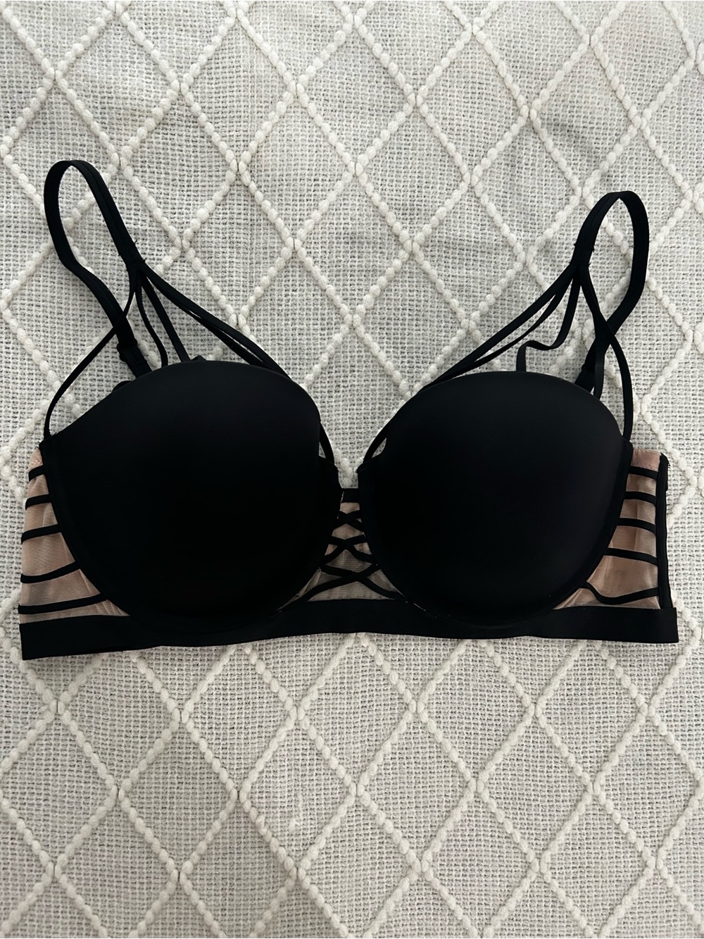 Balmain x Victoria’s Secret - Black Sexy Strappy Mesh Accent Push-Up Bra